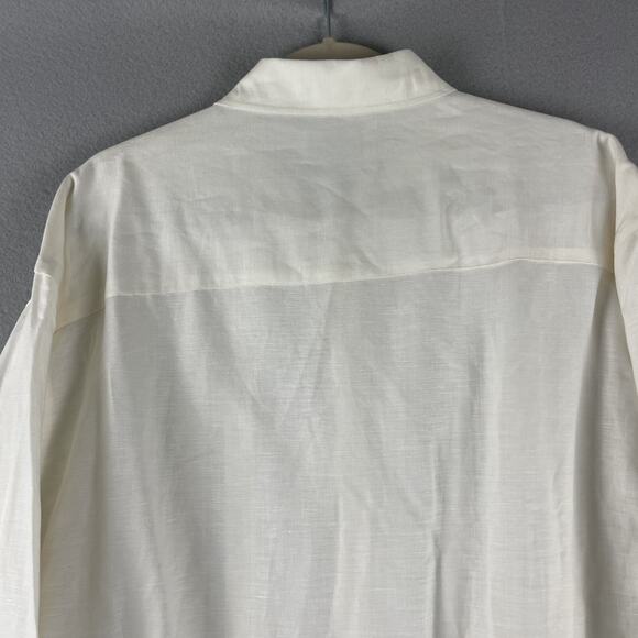 Havana Linen Blend Shirt Mens XXL Ivory Button Up Guayabera Tropical Aloha NEW - Picture 9 of 12